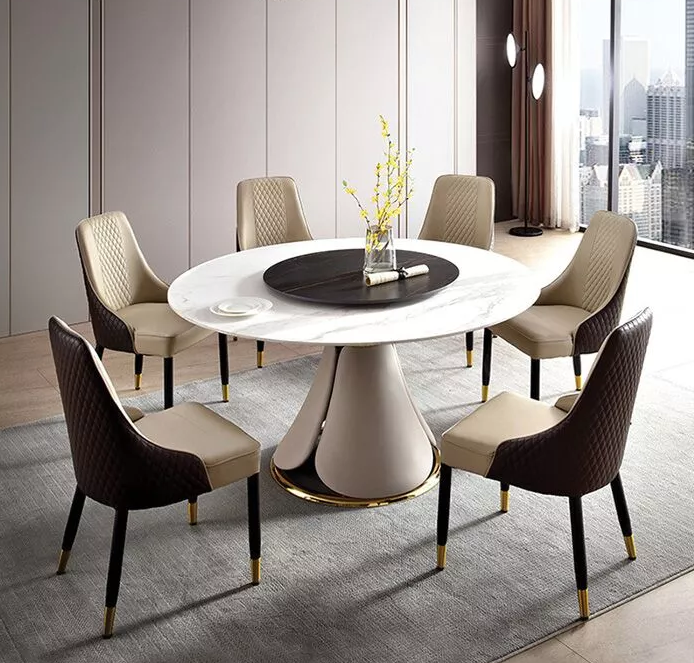 Bộ Bàn Ăn Tròn Nhập Khẩu 1m3 + 6 Ghế